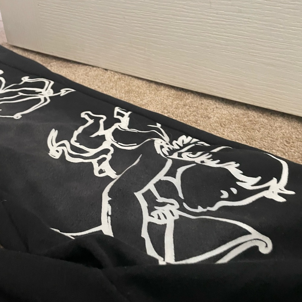 Essentials Black Sweatpants with White Graphic